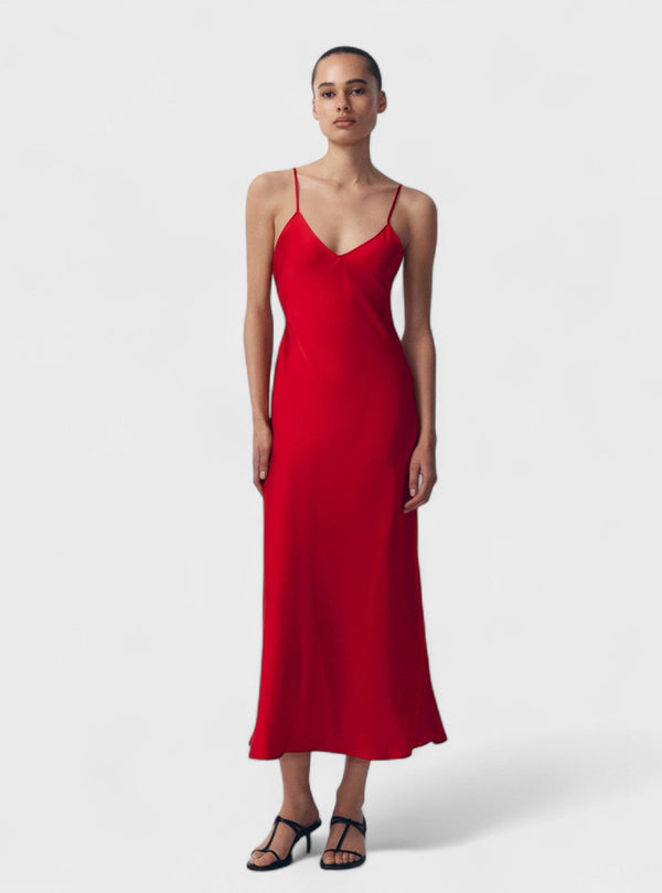 Vestido carmesim - Corte minimalista