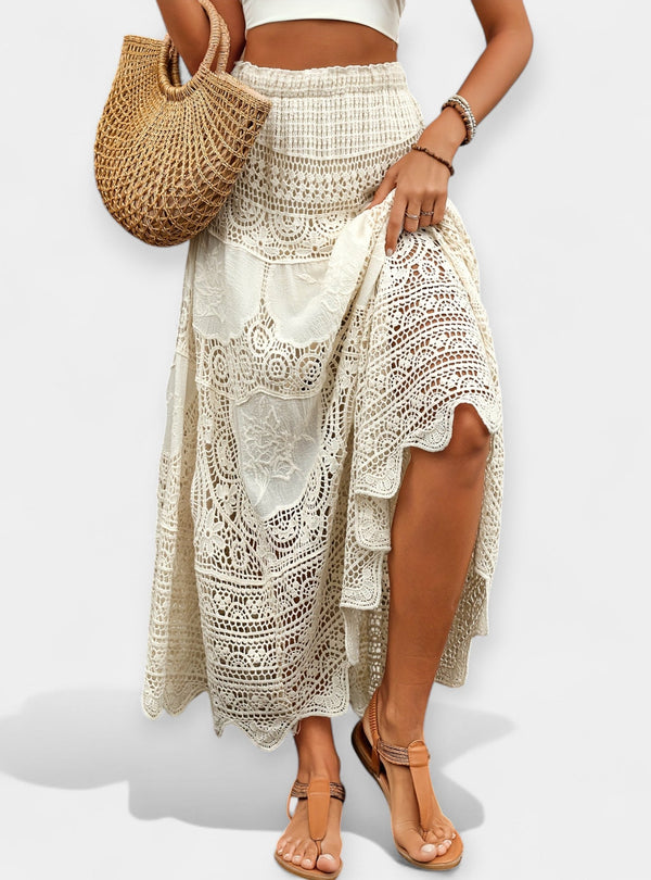 Saia midi com renda