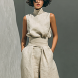 Marieta | Conjunto minimalista de blusa sem mangas e calças largas