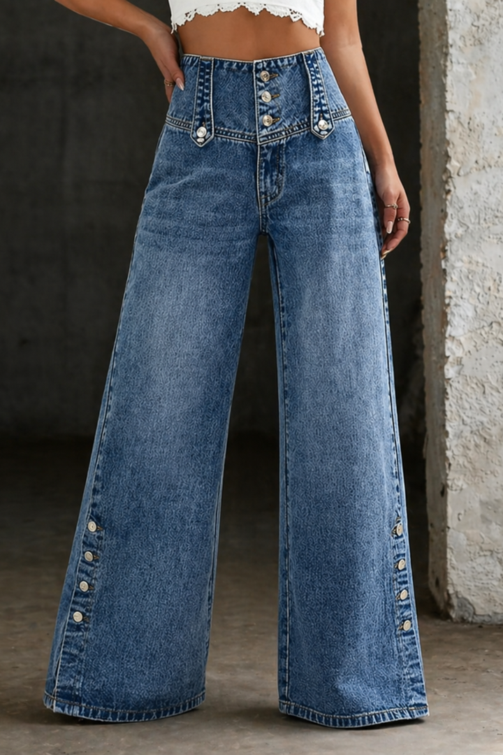 Mia | Jeans de Cintura Alta com Fendas