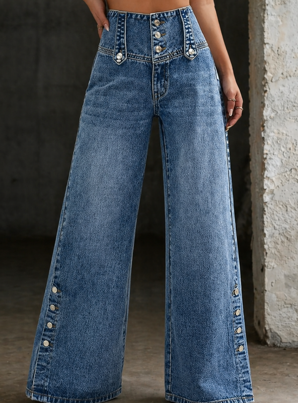 Mia | Jeans de Cintura Alta com Fendas