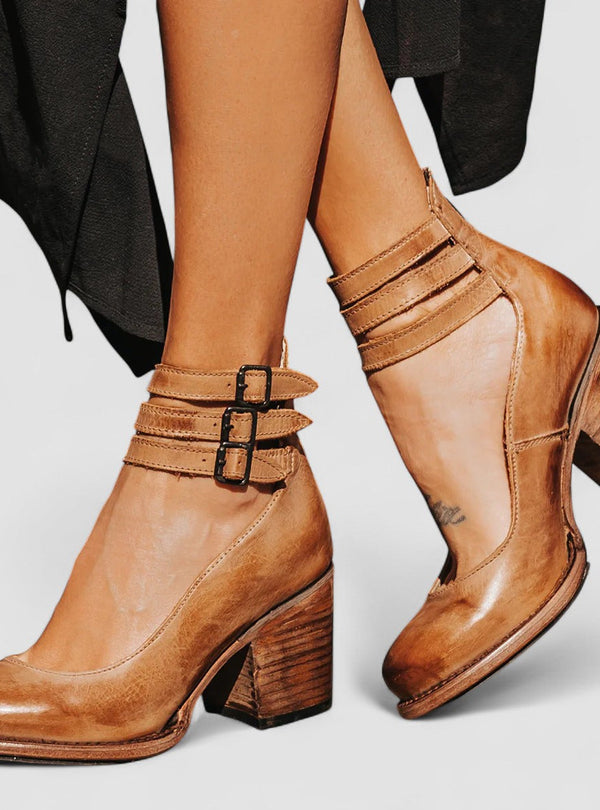 Ginevra - Sapatos de salto alto com tiras múltiplas e sola grossa