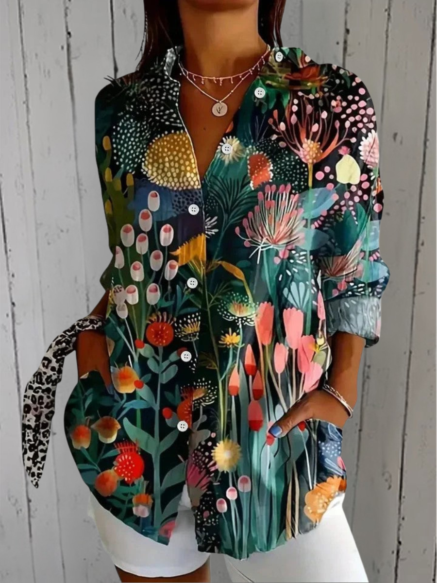Anica | Blusa Artística Vibrante com Botões