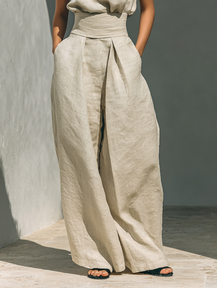 Marieta | Conjunto minimalista de blusa sem mangas e calças largas