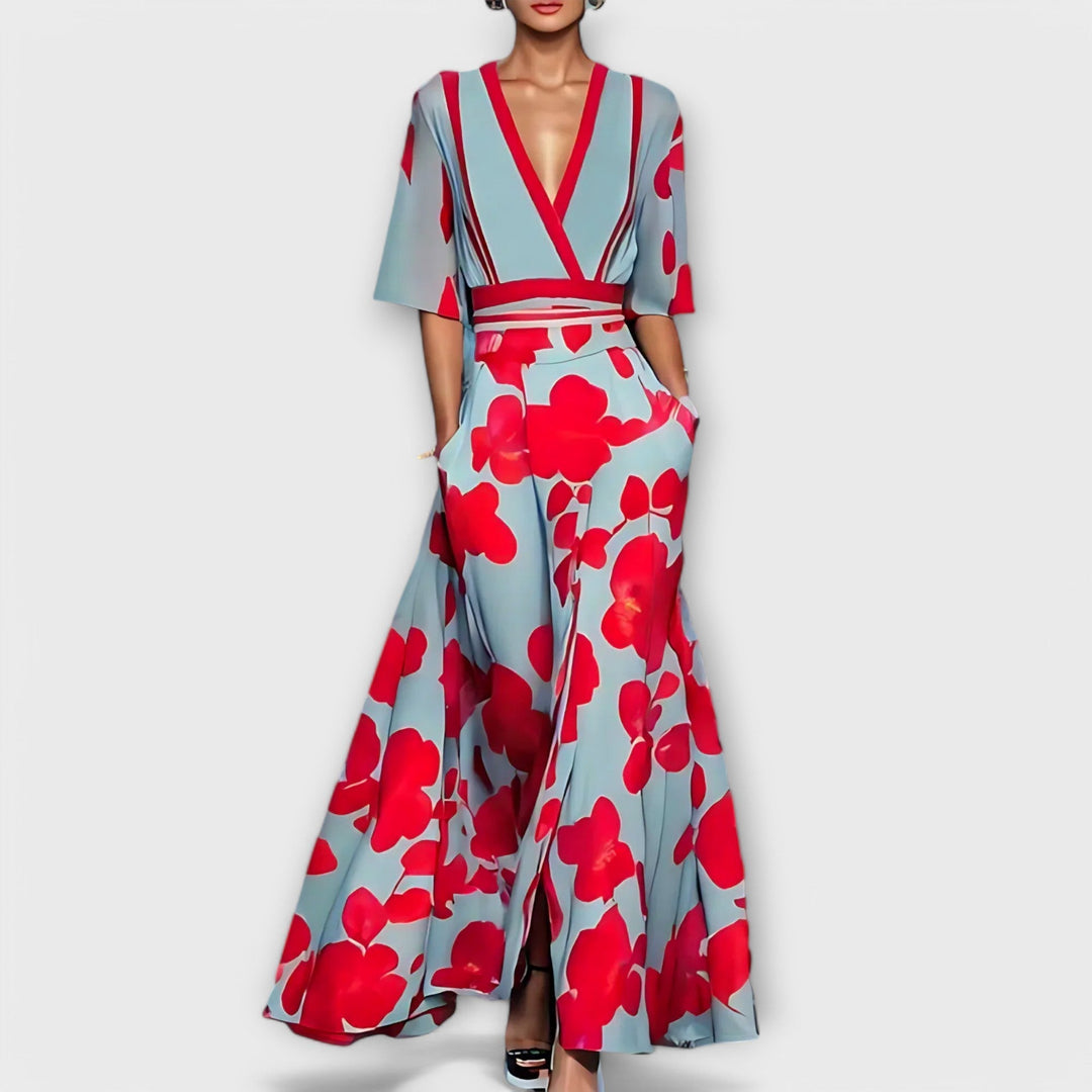 Isabela - Vestido elegante com motivos florais