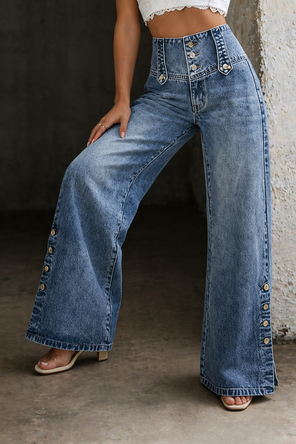 Mia | Jeans de Cintura Alta com Fendas