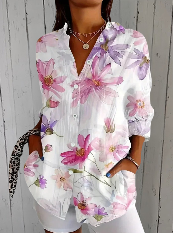 Delilah | Blusa Artística Vibrante com Botões