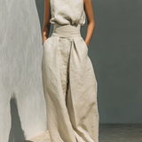 Marieta | Conjunto minimalista de blusa sem mangas e calças largas