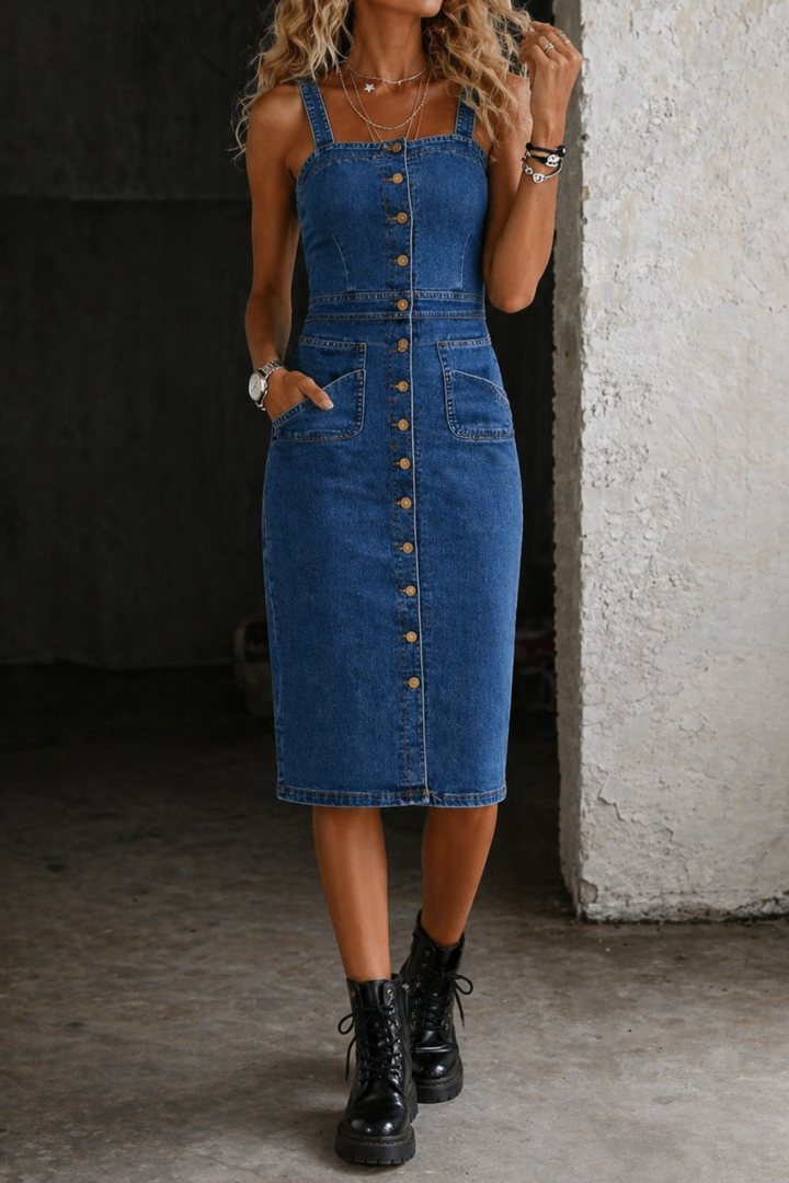 Indira | Vestido de Jeans com Botões