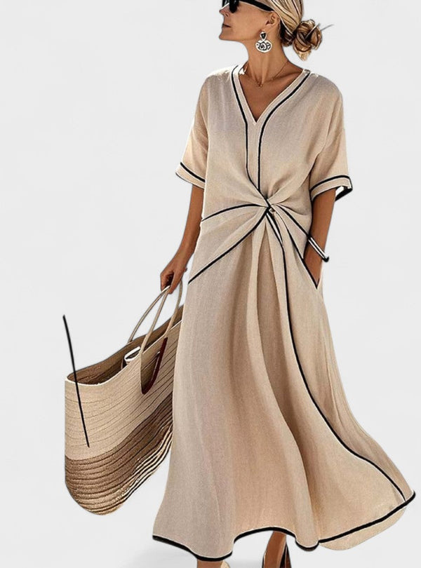 Filomena – Vestido largo às riscas
