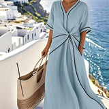 Emilia | Vestido Solto com Estampado às Riscas