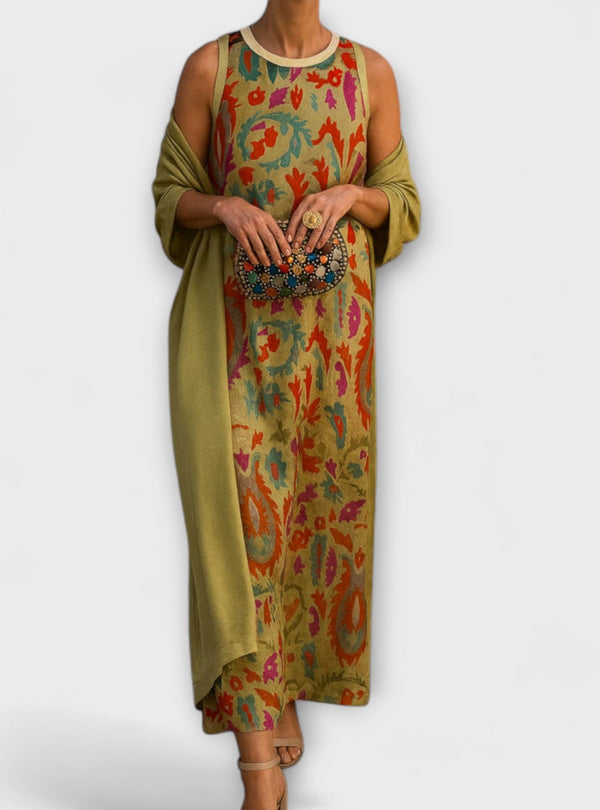 Rafaela – Vestido longo elegante com casaco a condizer