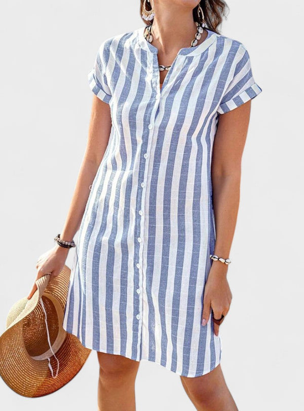 Martina - Vestido de camisa às riscas elegante
