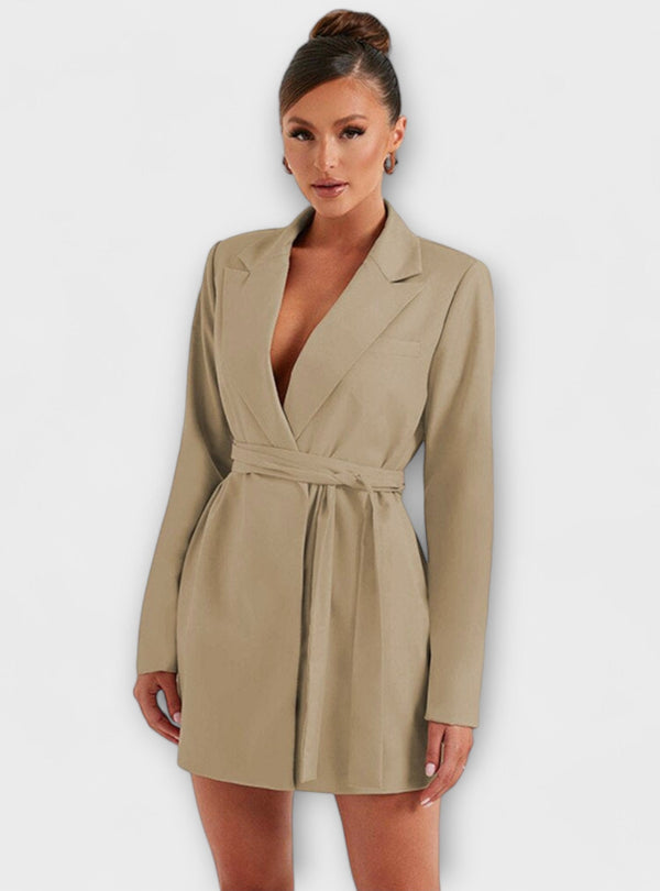 Vestido blazer com decote em V