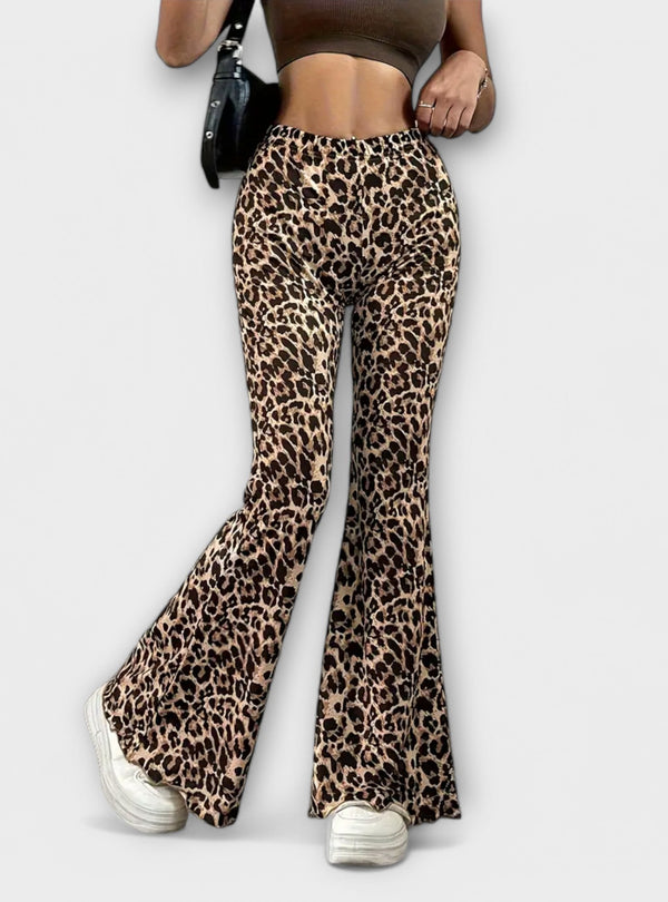Berenice - Calças bootcut leopardo