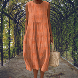 Aikaterini – Vestido Elegante Sem Mangas com Bolsos