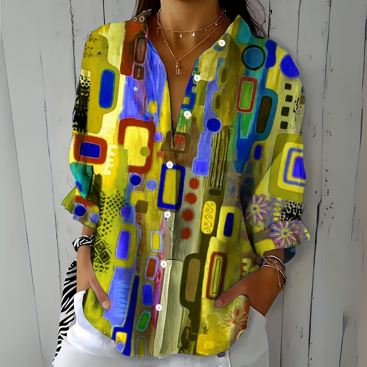 Catalina | Blusa Artística Colorida com Botões