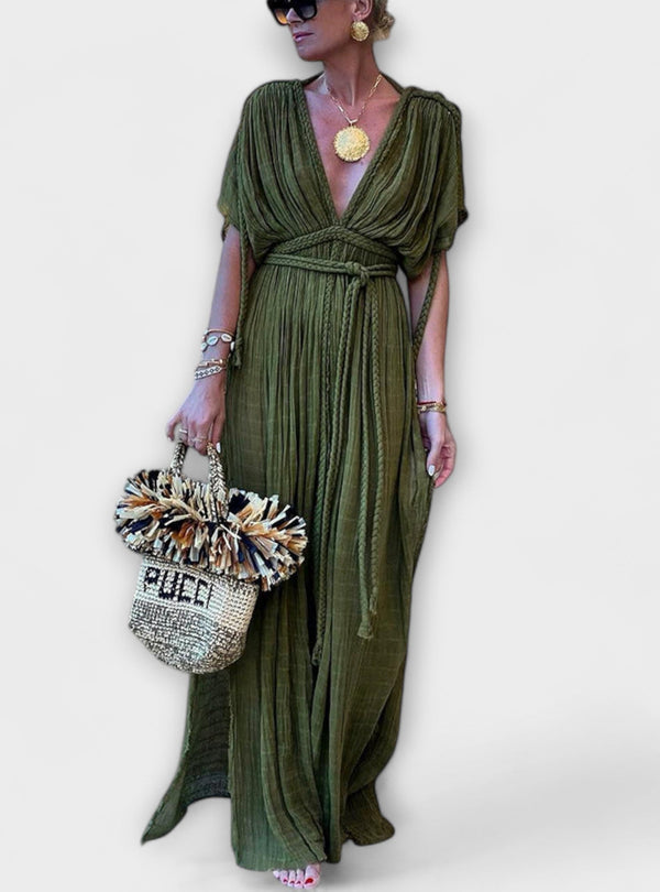 Bruna - Vestido maxi kimono em estilo grego