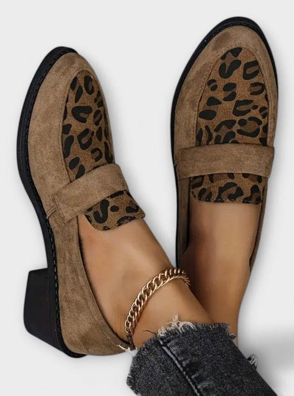 Sapatos femininos elegantes com padrão de leopardo