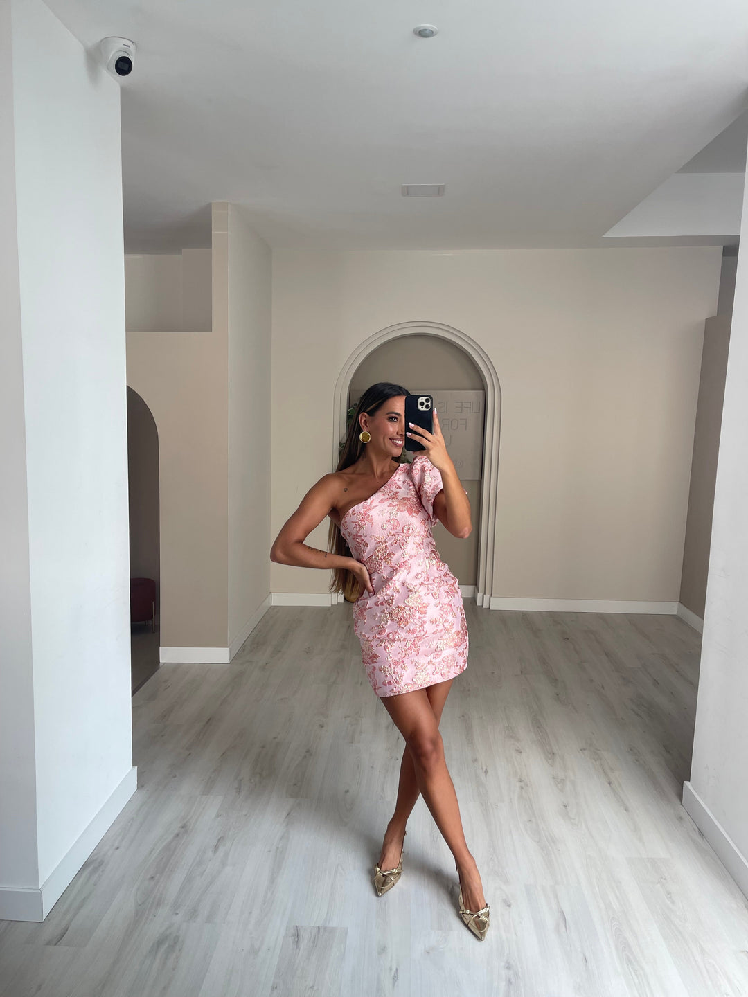 Lara- Vestido Texturado Com manga