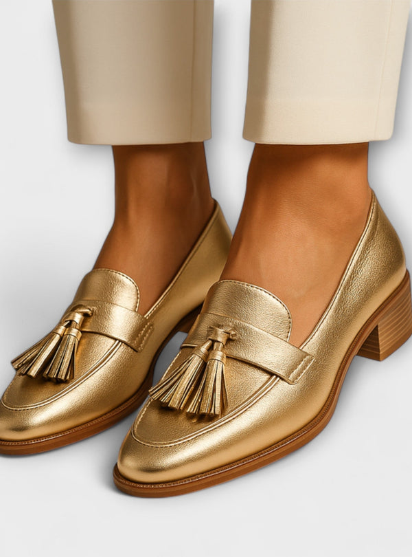 Mocassins Dourados Femininos