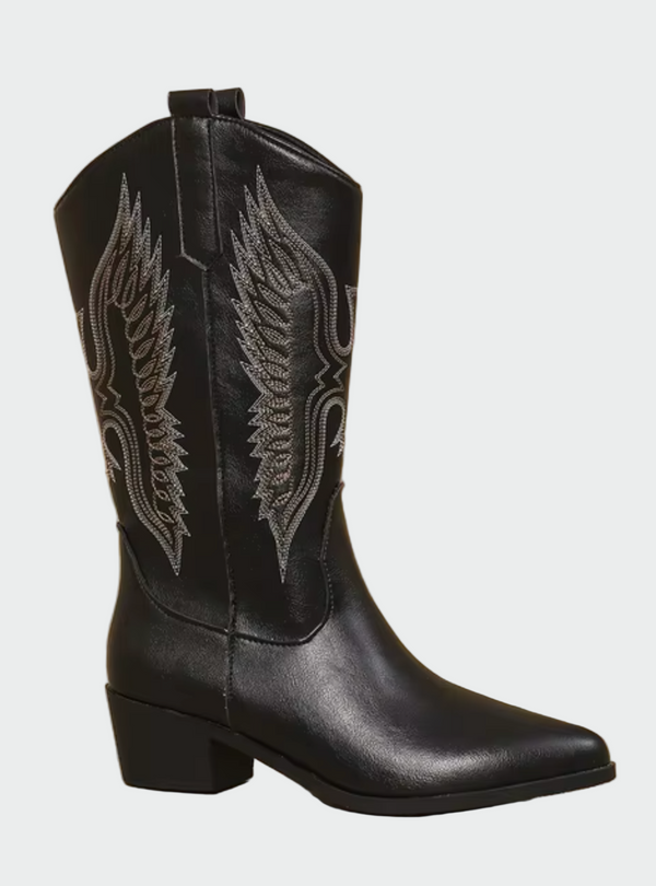 Botas de cowboy ocidentais em pele