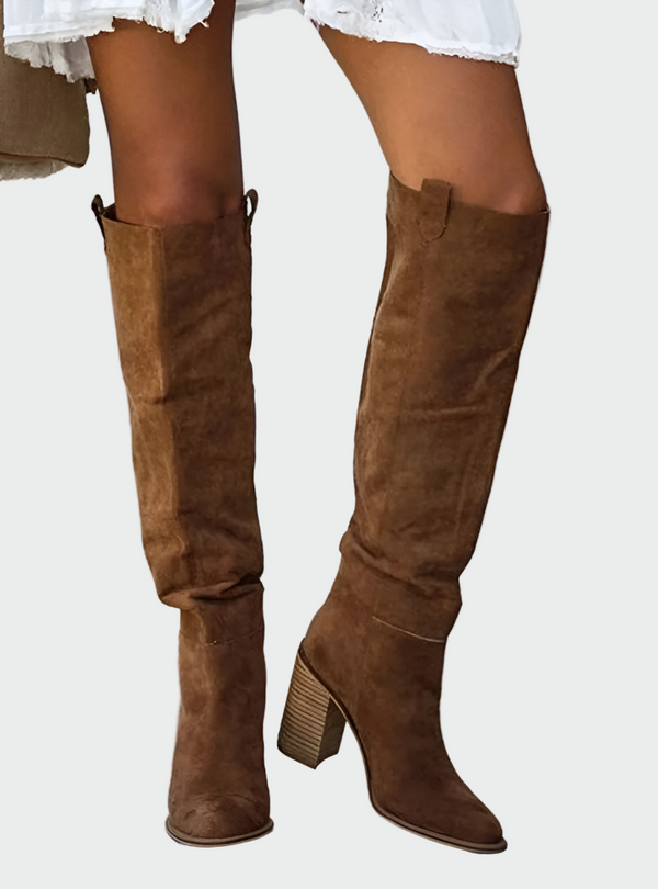 Botas ortopédicas de couro até ao joelho