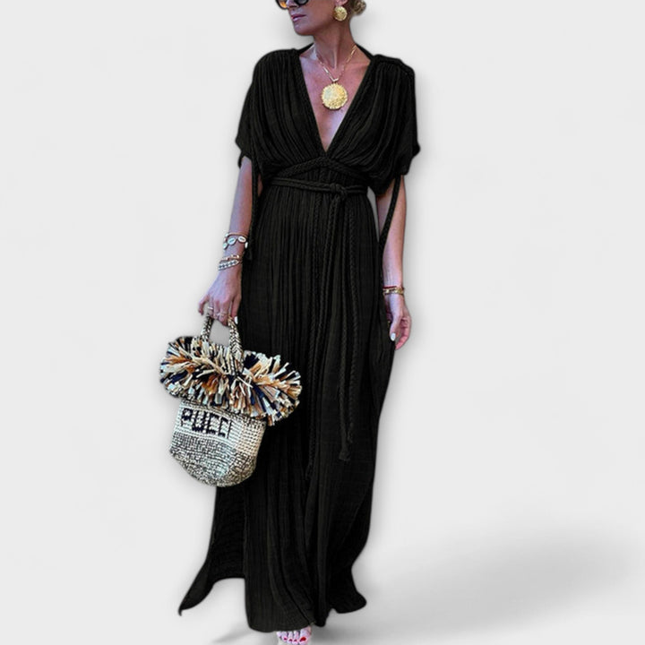Bruna - Vestido maxi kimono em estilo grego