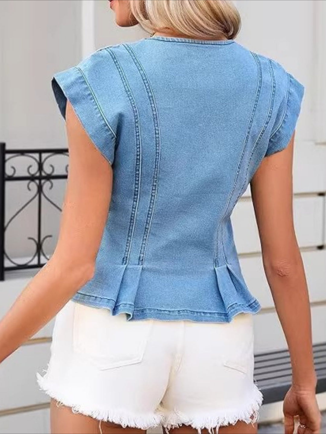 Viera | Top de Denim com Decote em V