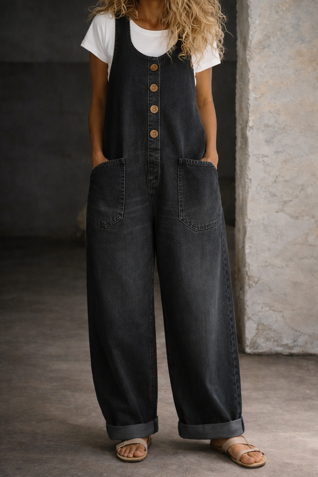 Bethany | Jardineiras de Algodão Denim Lavadas Vintage