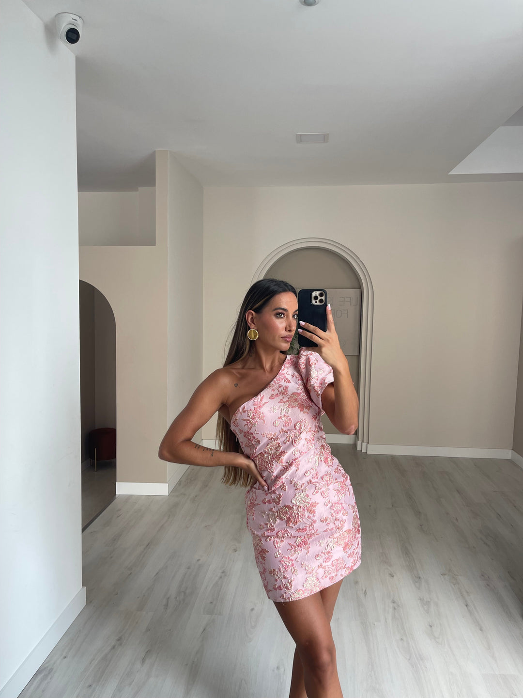 Lara- Vestido Texturado Com manga