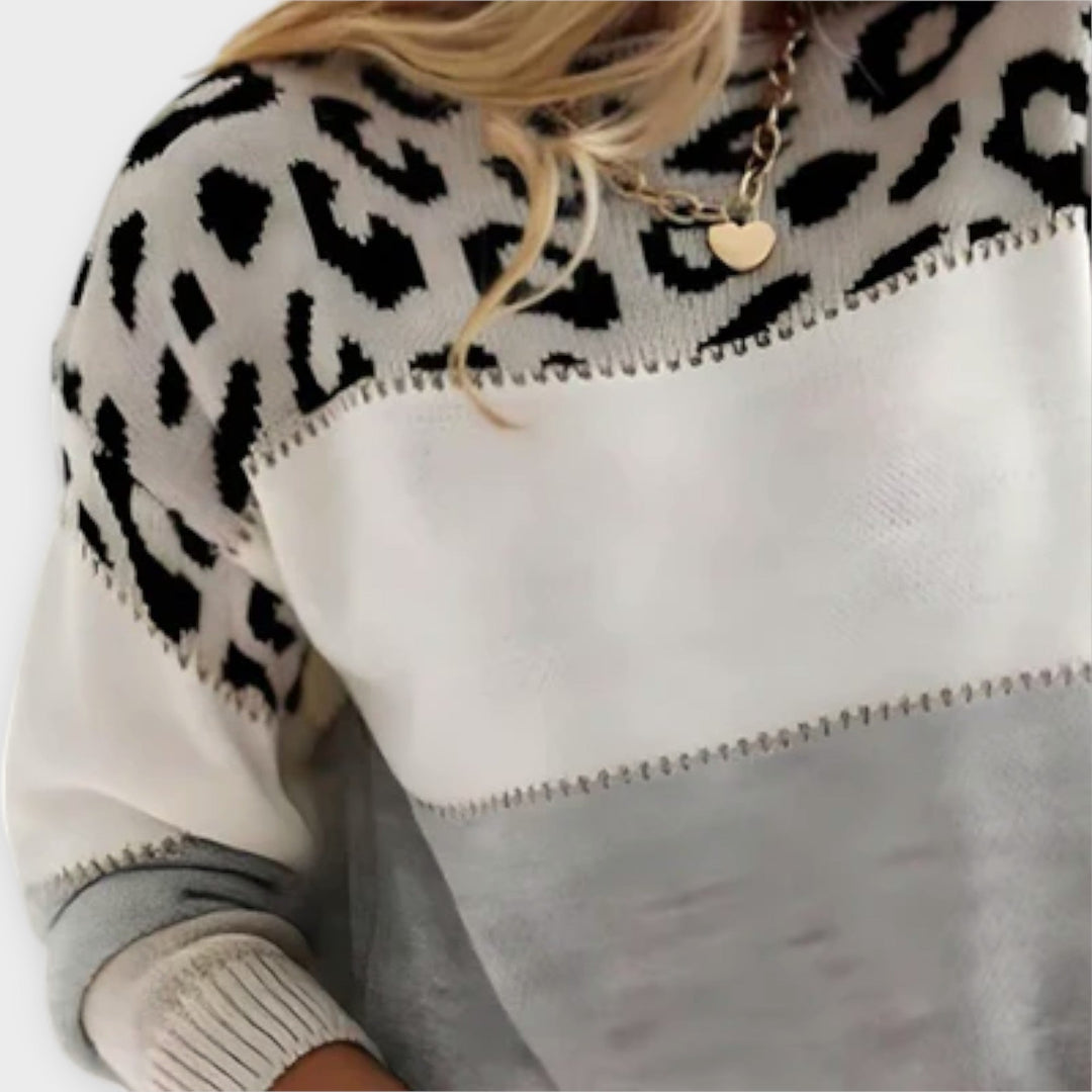 Andreia - Camisola descontraída com padrão leopardo