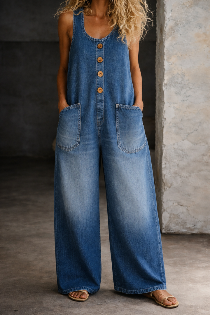 Saylor | Salopete de Algodão Denim Vintage Lavado