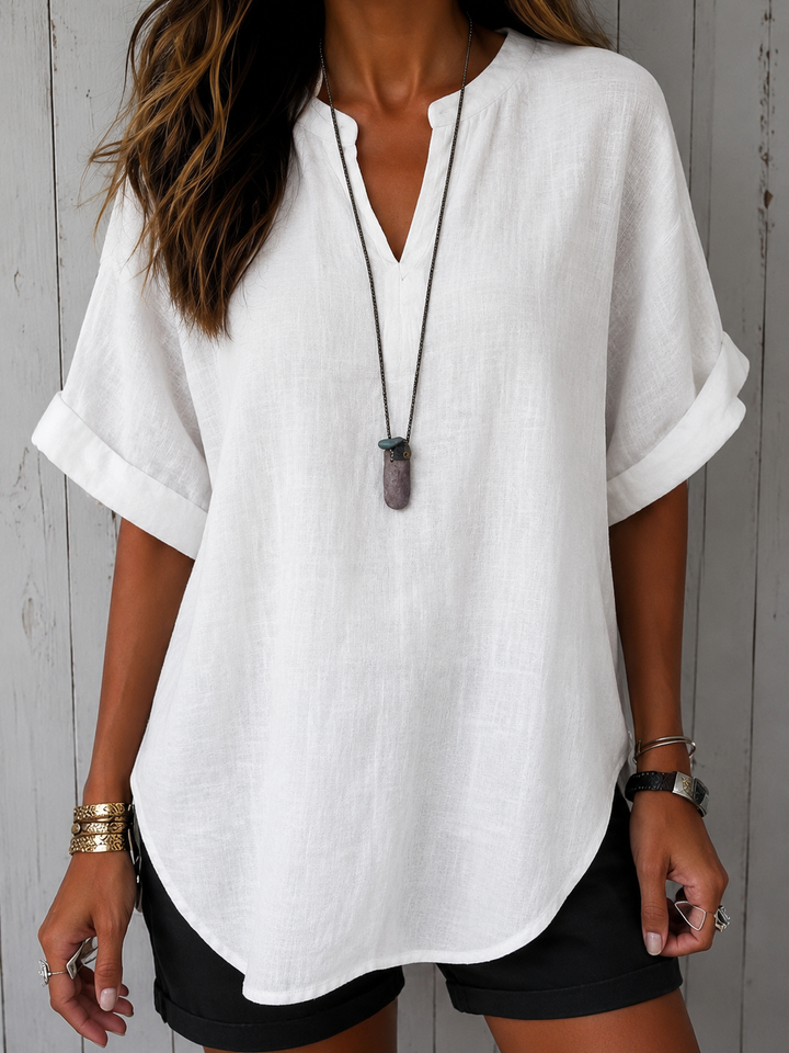 Emma™ – Blusa Casual Lisa de Manga Curta