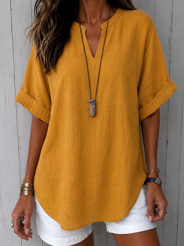 Emma™ – Blusa Casual Lisa de Manga Curta