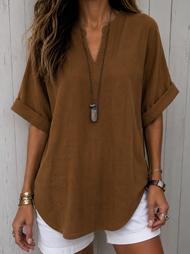 Emma™ – Blusa Casual Lisa de Manga Curta