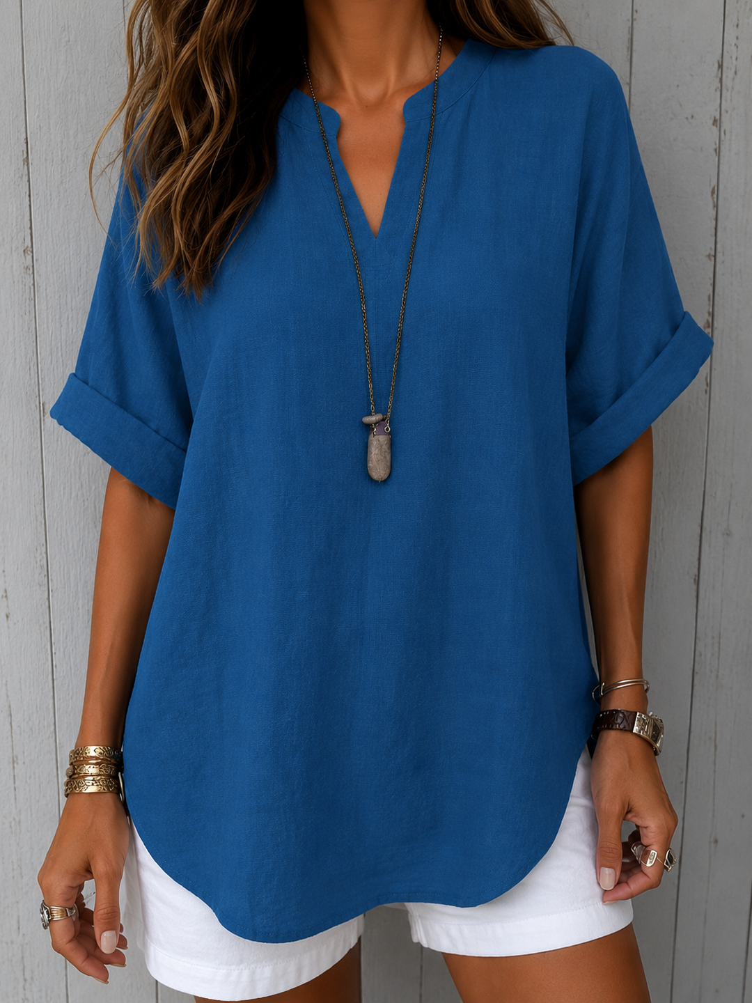 Emma™ – Blusa Casual Lisa de Manga Curta
