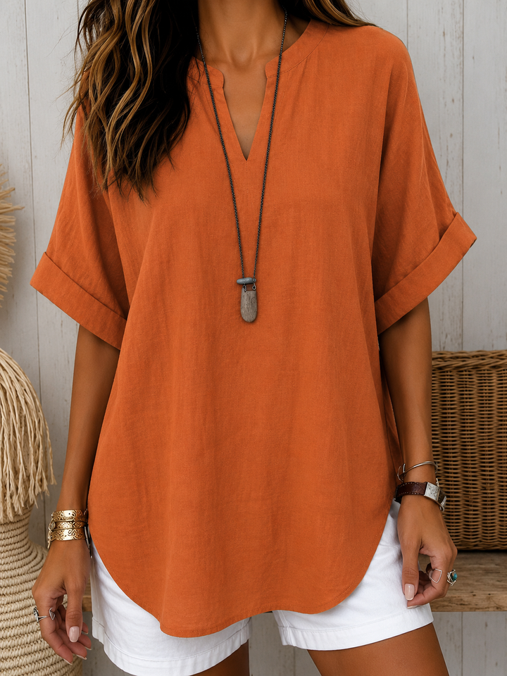 Emma™ – Blusa Casual Lisa de Manga Curta