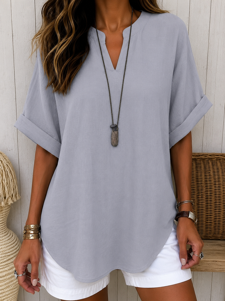 Emma™ – Blusa Casual Lisa de Manga Curta