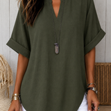Emma™ – Blusa Casual Lisa de Manga Curta