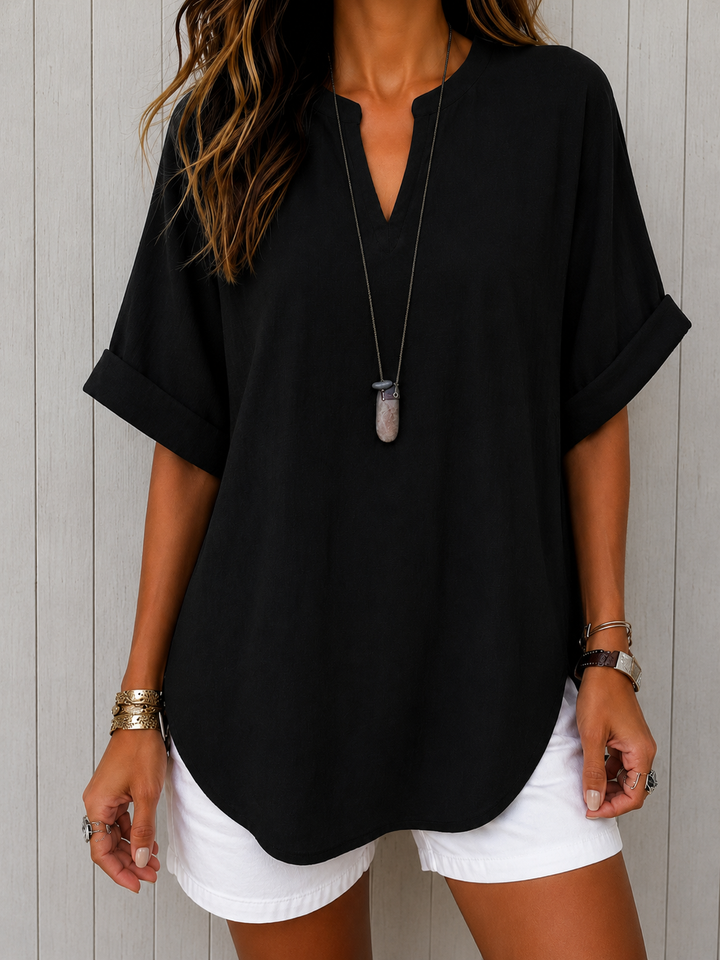 Emma™ – Blusa Casual Lisa de Manga Curta