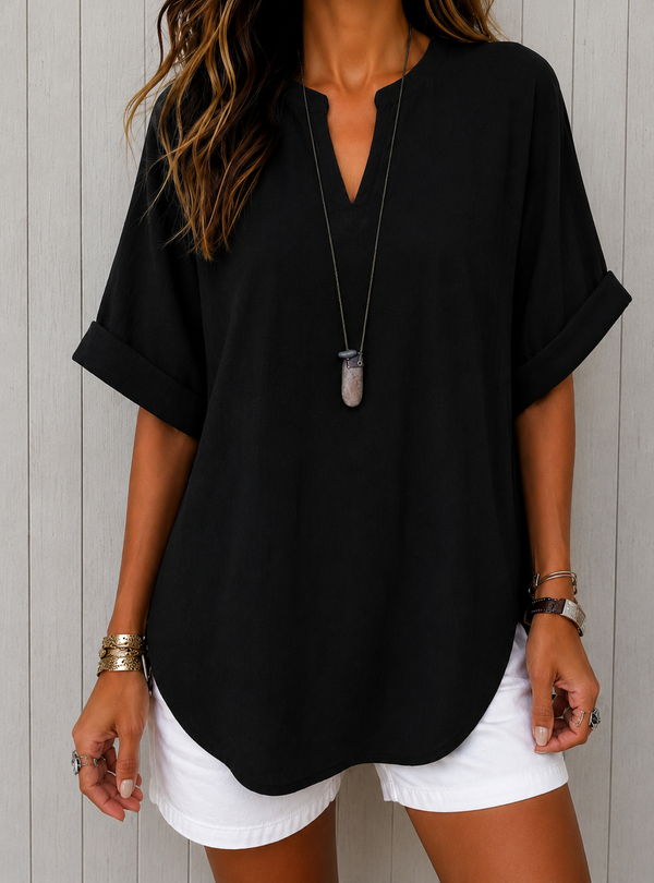 Emma™ – Blusa Casual Lisa de Manga Curta