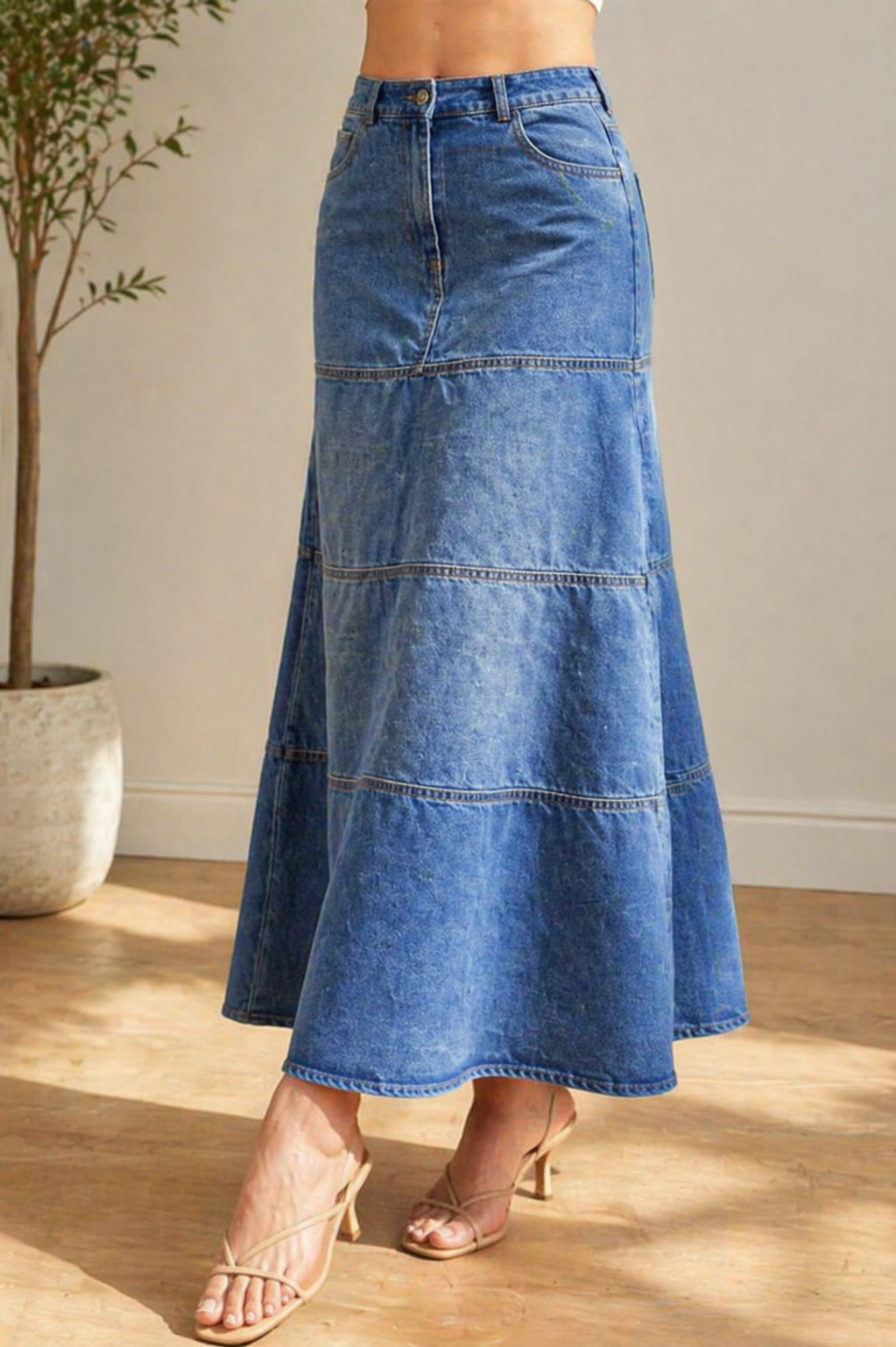 Mary | Saia de Denim de Comprimento Médio