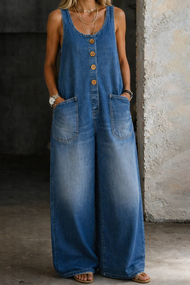 Saylor | Salopete de Algodão Denim Vintage Lavado