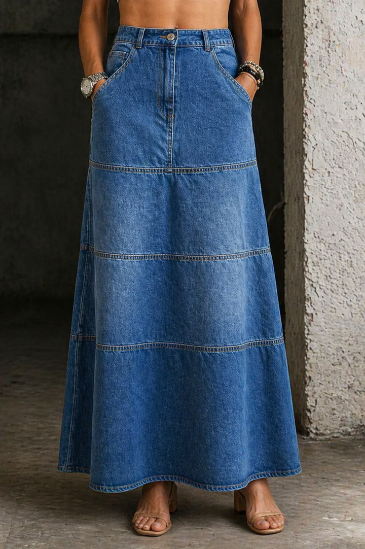 Mary | Saia de Denim de Comprimento Médio