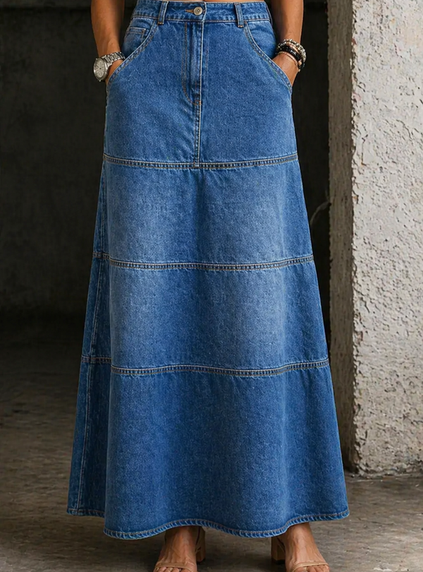 Mary | Saia de Denim de Comprimento Médio