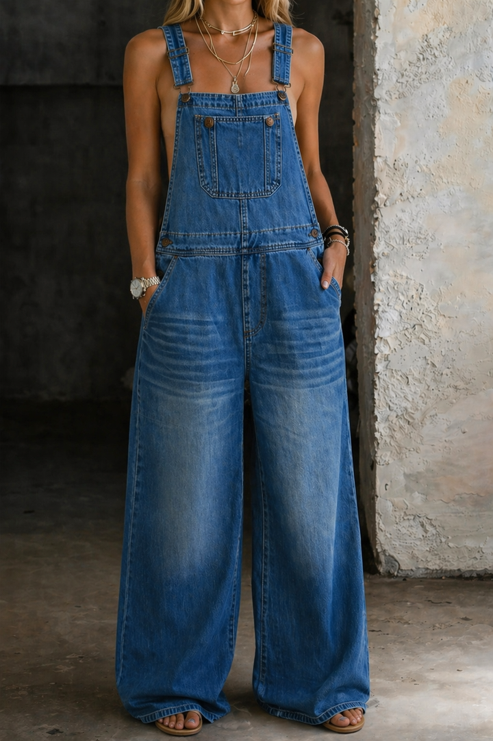 Harper | Macacão de Denim com Cintura Elástica