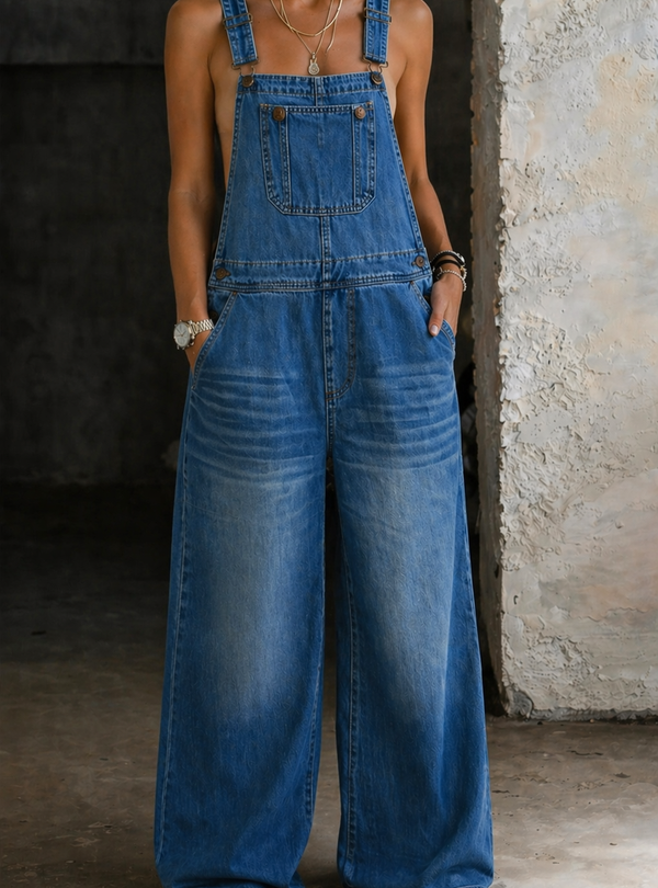 Harper | Macacão de Denim com Cintura Elástica