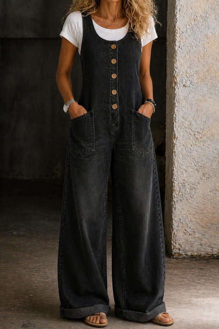 Bethany | Jardineiras de Algodão Denim Lavadas Vintage