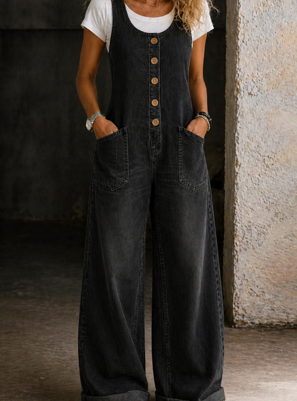 Bethany | Jardineiras de Algodão Denim Lavadas Vintage